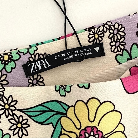 Zara Floral Lace Up Corset Crop Top and Mini Skirt 2 Pieces Matching Set - Picture 10 of 16
